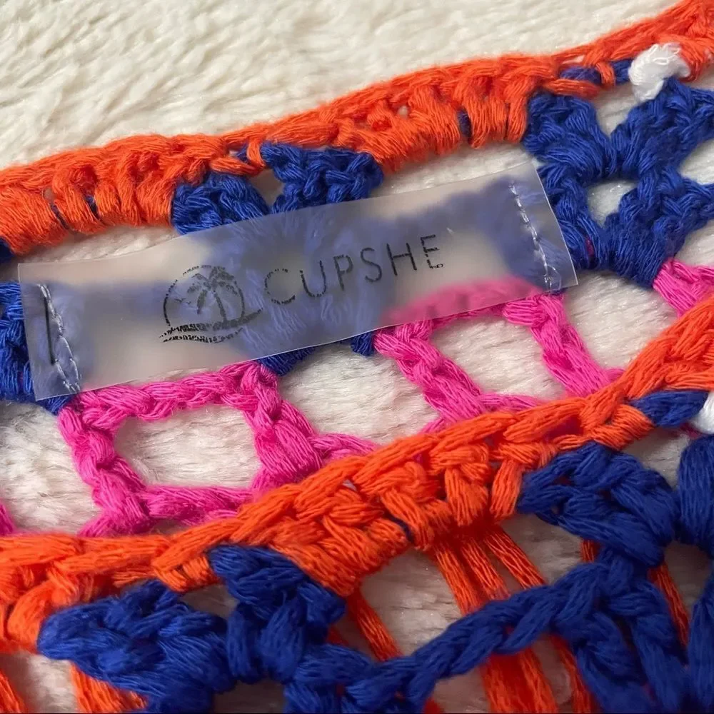 𝅺cupshe Crochet Multicolor Rainbow Top